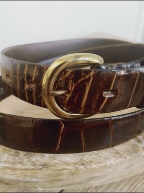 Vintage 80's Alligator 🐊 Grain Steer hide Split Lined Leather Belt "38 Inch